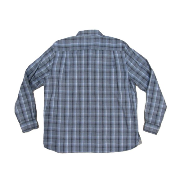 32 Bar Blues Abstract Check Plaid Gray Blue Button Down Shirt Long Sleeve Men XL - Picture 2 of 11
